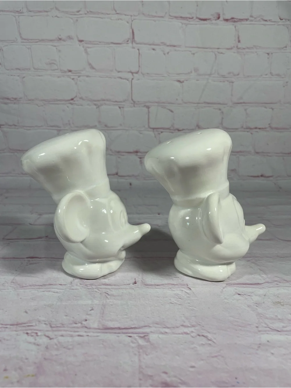 Vintage Disney Mickey Mouse In Chefs Hat Ceramic Salt and Pepper Shaker Pair